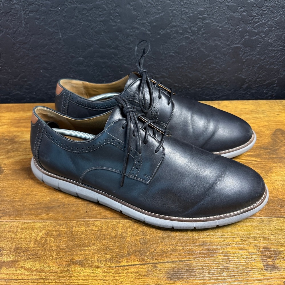 Johnston & Murphy McGuffey 20-8371 Black Leather Plain Toe Oxford Mens 14W